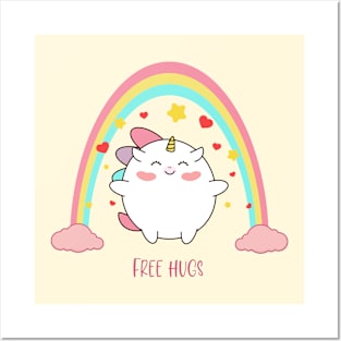 Free hugs unicorn Posters and Art